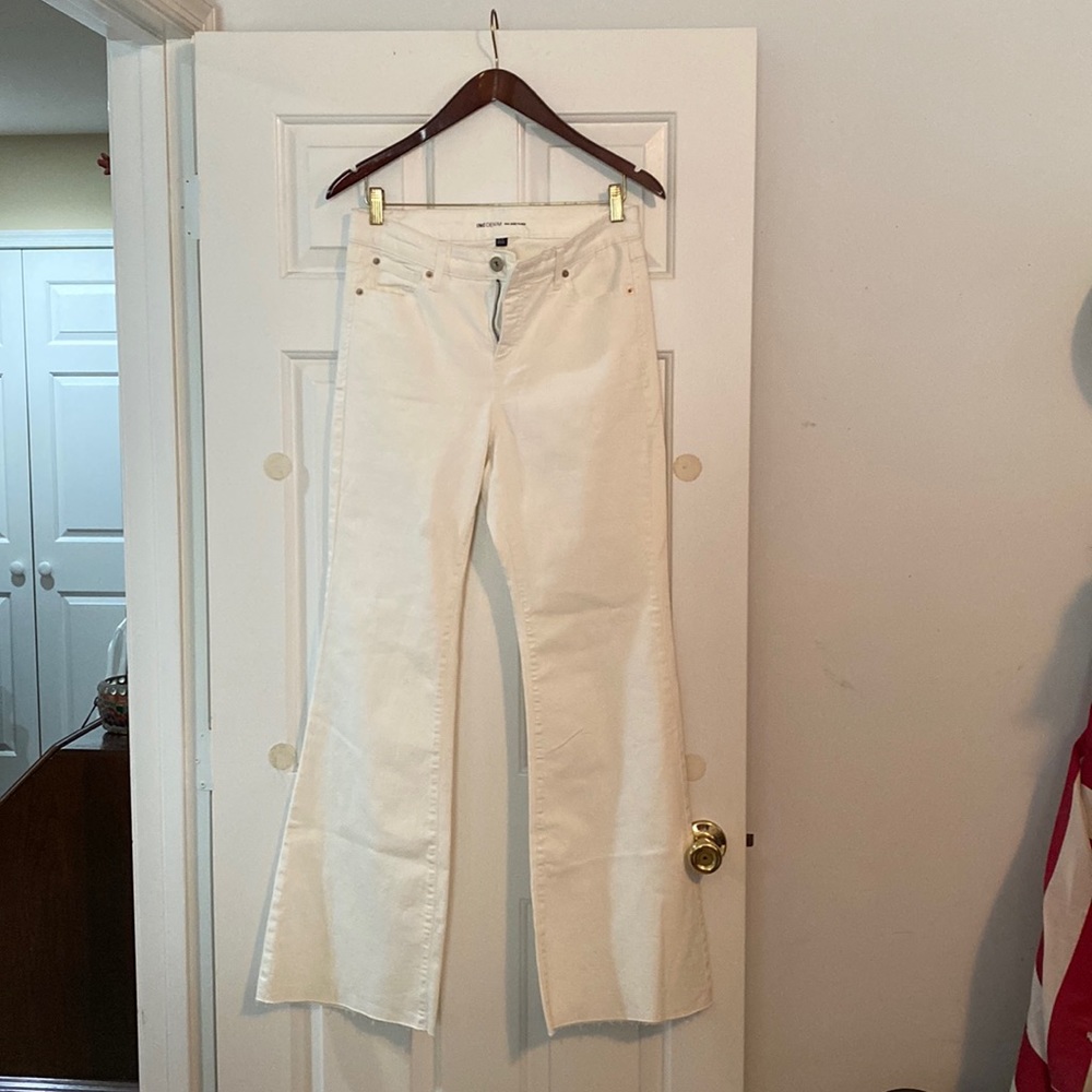 INC Mid rise flare white jeans